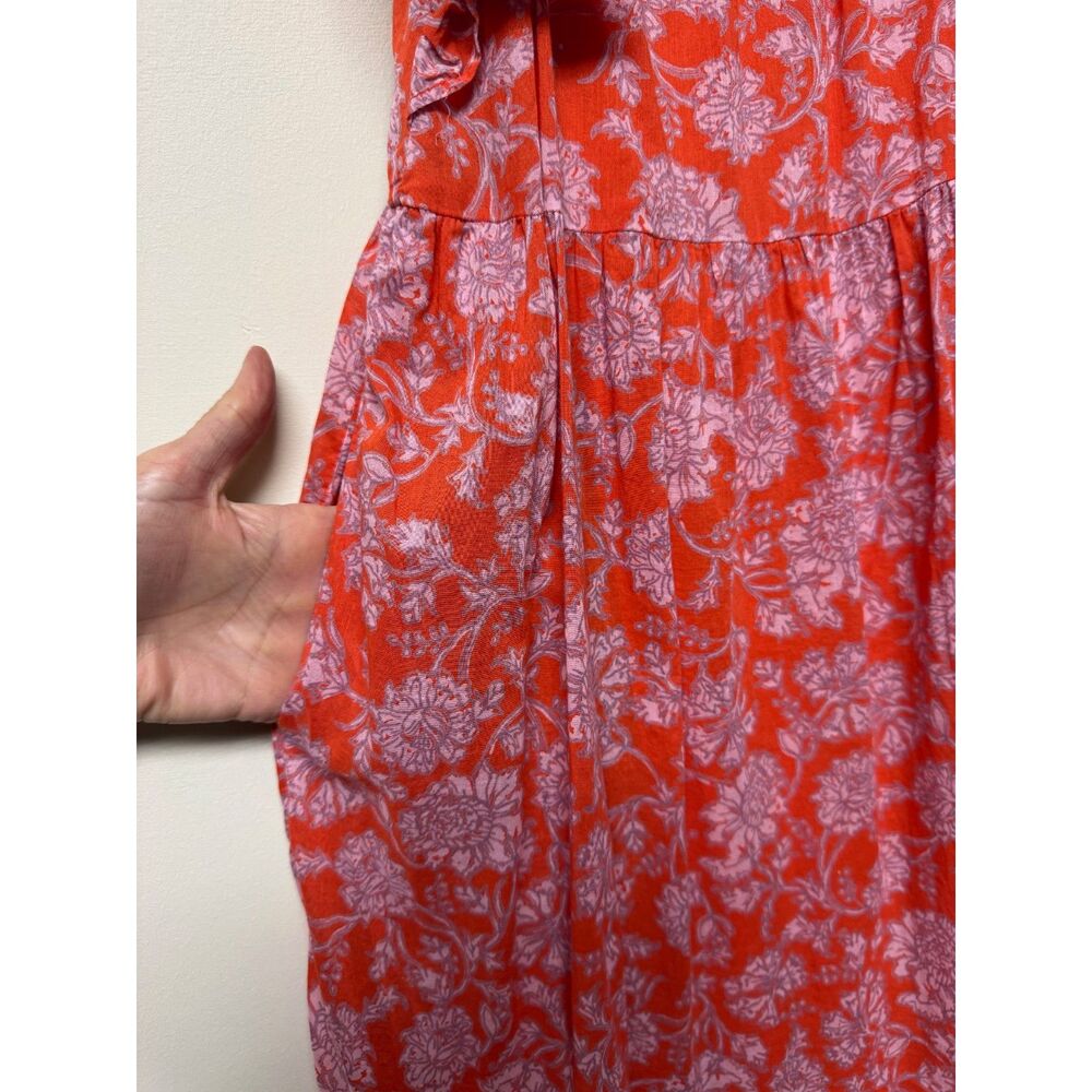FREE PEOPLE Bonita Floral Print Flutter Sleeve Midi Dress, Modal Slip, Sz M - Picture 6 of 15